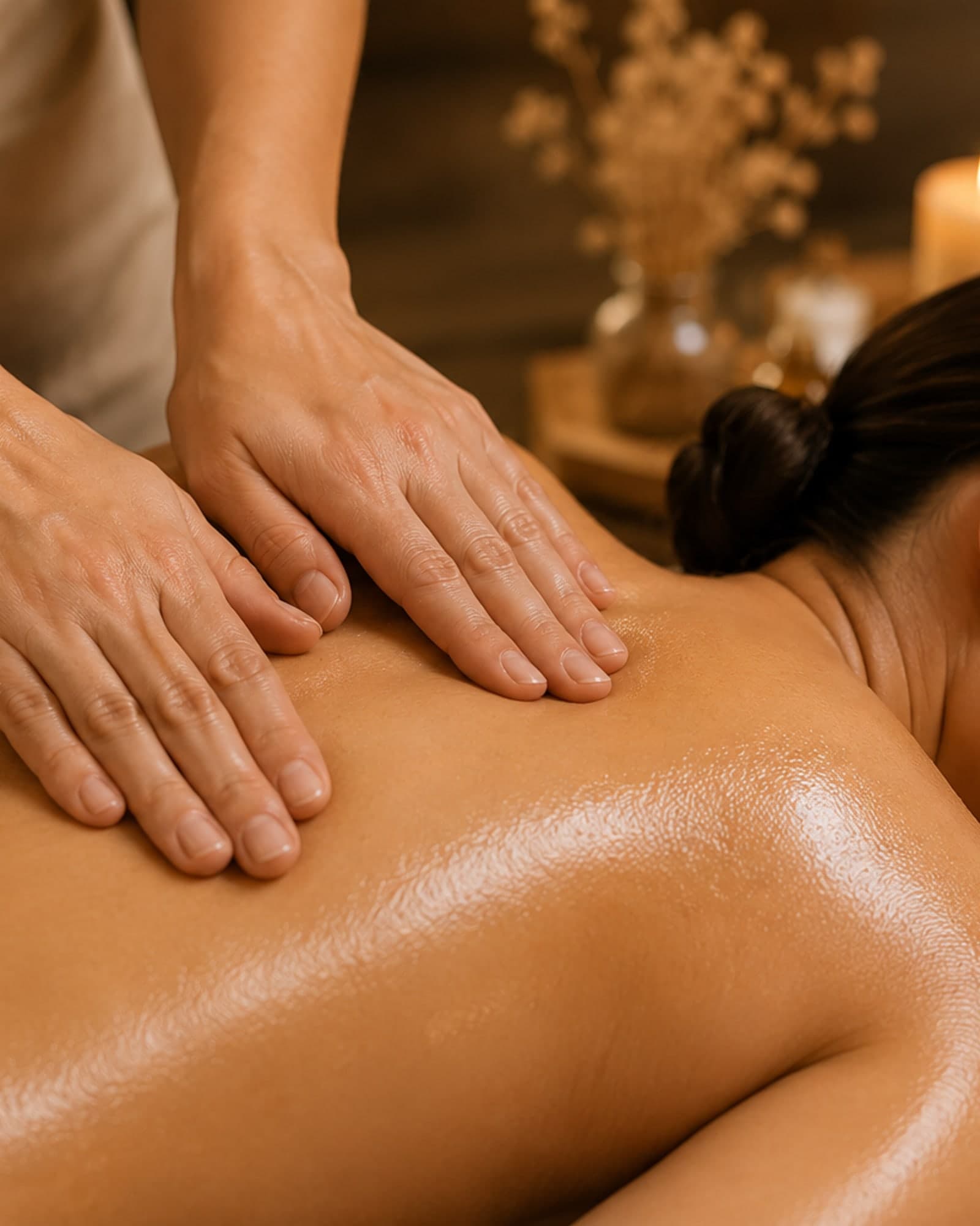 An unhurried, softly lit beauty treatment in progress
